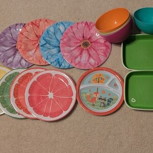 Kids melamine plate & bowl kitchen dining set